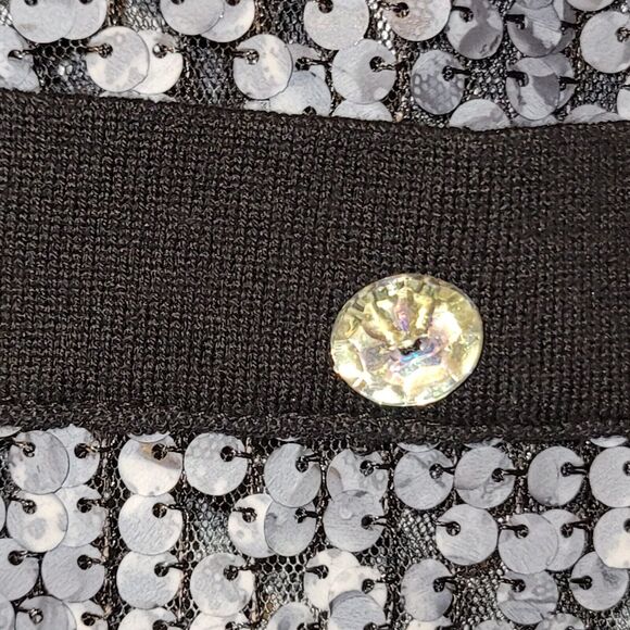 Michael Simon Jacket Woman XLarge Gray Sequined Mesh Zip Stretch Eveningwear New - Picture 4 of 12